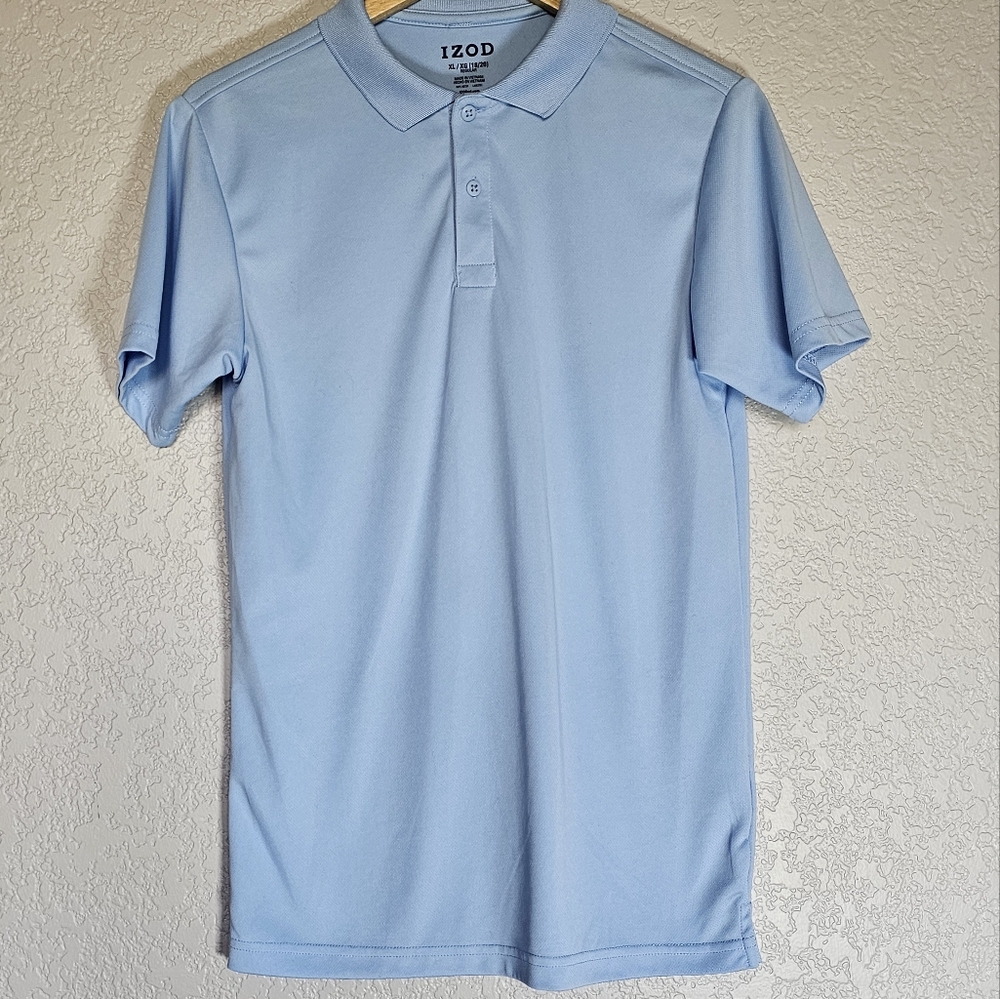 IZOD LACOSTE Boys XL Blue Moisture Wicking Polo Shirt NWOT